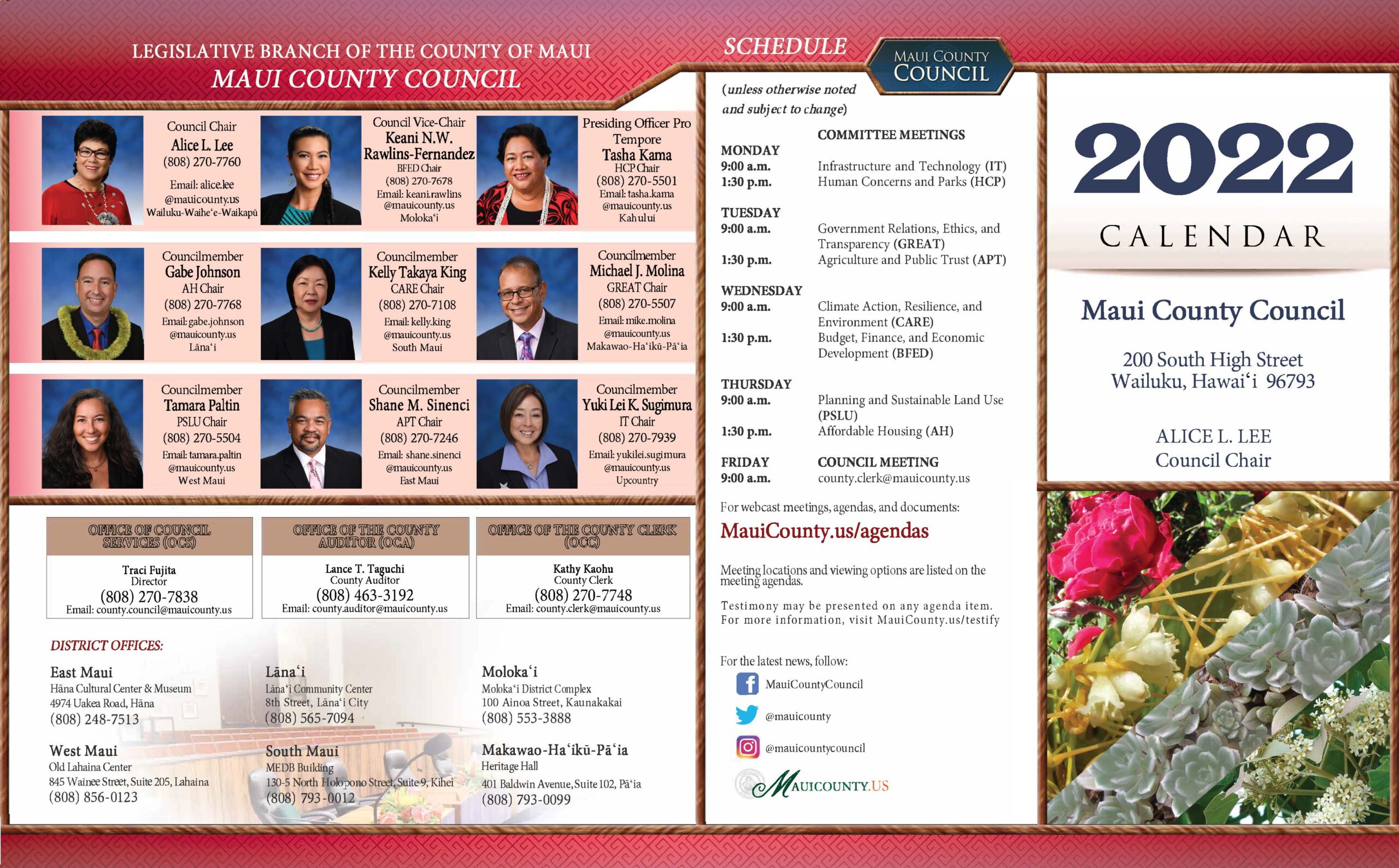 2022 Council Calendar | mauicounty.us.